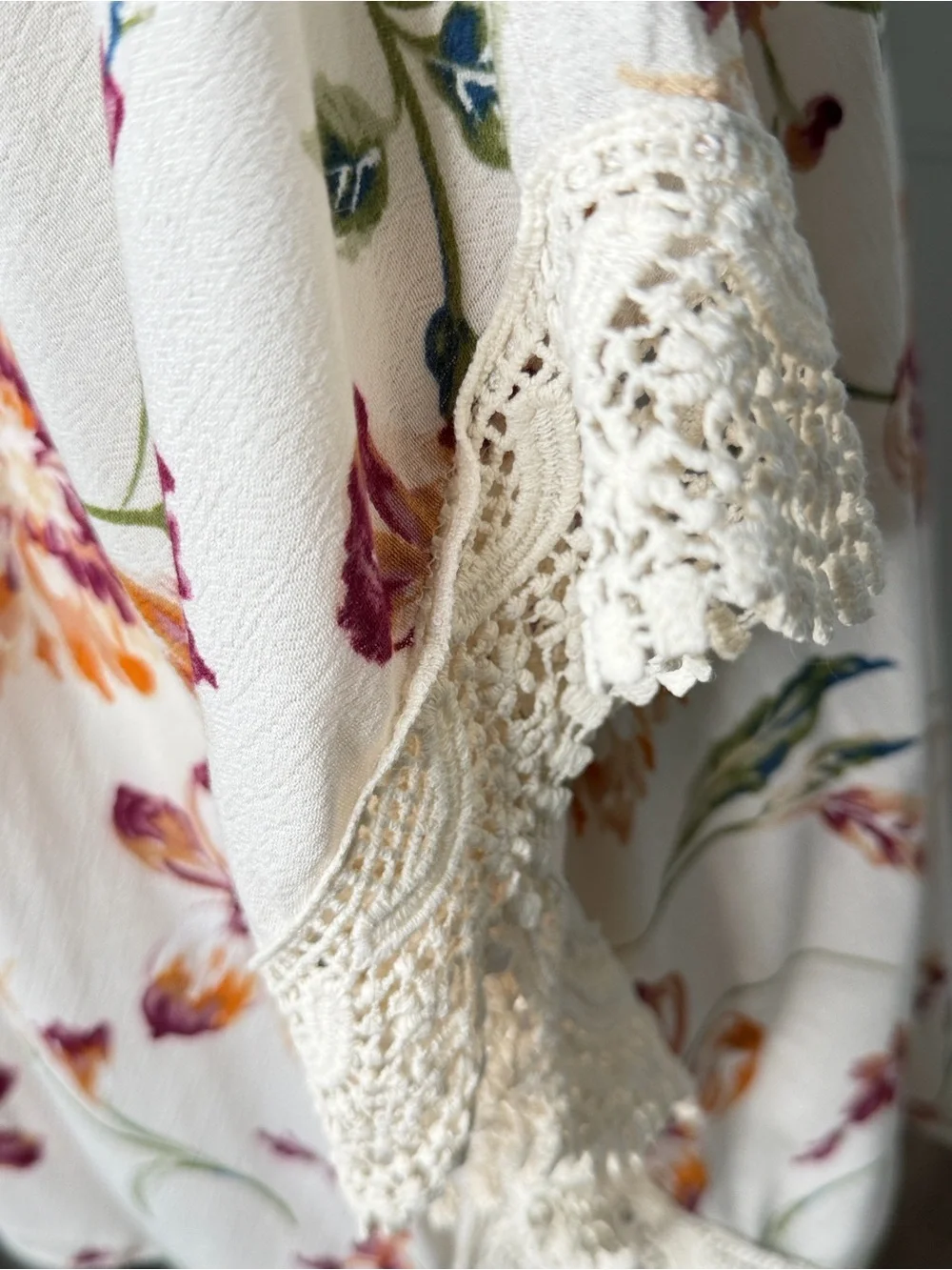 emory park Caley Cream Crochet Detail Floral Kimono